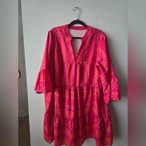 SHEIN Pink and Orange Aztec CHIC Patterned Dress - Picture 5 of 8